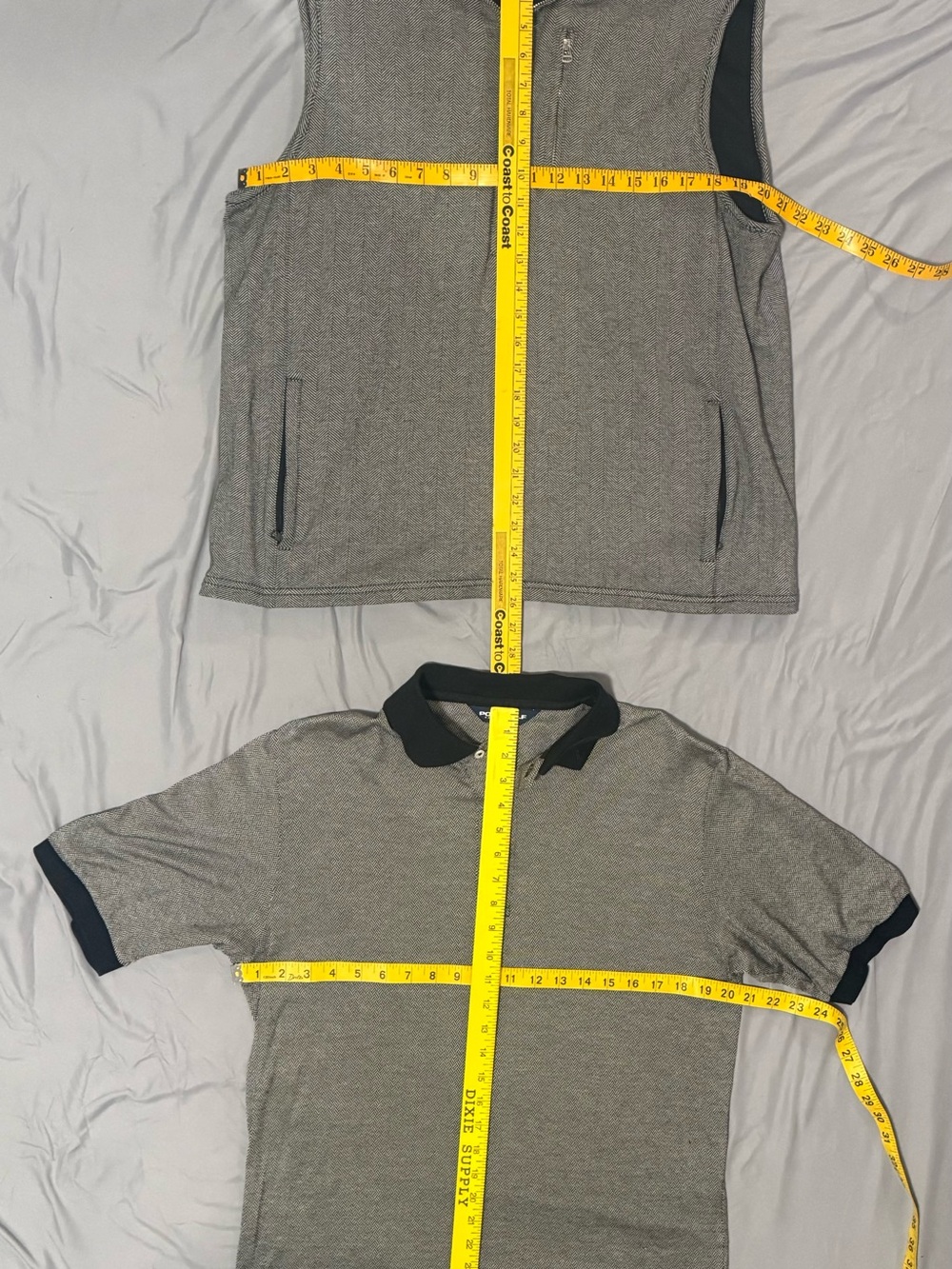 Vintage Polo Golf Herringbone Gray Lg 1/2 Zip Vest & Med Polo Shirt Lot